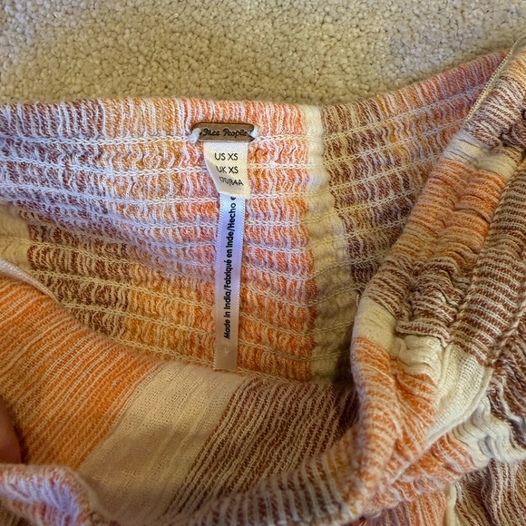 Free People Orange Striped Cropped Linen Blend Trousers Size XS - Picture 5 of 9